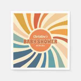 レトロヴィンテージサンレインボーベビーシャワー スタンダードカクテルナプキン