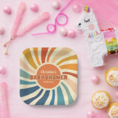 レトロヴィンテージサンレインボーベビーシャワー ペーパープレート (パーティー)