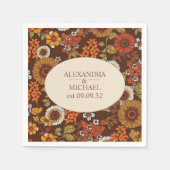 レトロヴィンテージシックステラコッタ結婚ズ スタンダードカクテルナプキン (正面)