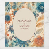 レトロヴィンテージシックステラコッタ結婚ズ ワインラベル (シングルラベル)