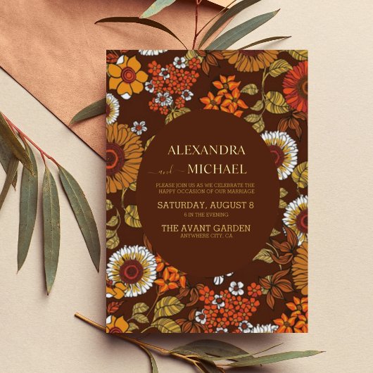 レトロヴィンテージシックステラコッタ結婚ズ 箔招待状