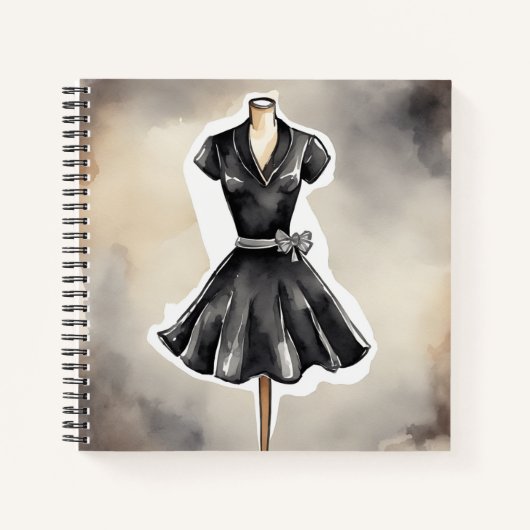 レトロヴィンテージシックLBDリトルブラックドレスファッション ノートブック (正面)