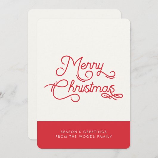 レトロヴィンテージシンプルカラーカスタムメリークリスマス シーズンカード (正面/裏面)