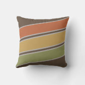 レトロヴィンテージシンプル3つのストライプブラウン クッション (裏面)