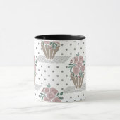 レトロヴィンテージシームレスフローラ花水玉模様wh マグカップ (中央)