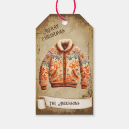 レトロヴィンテージジャケットメリークリスマス ギフトタグ