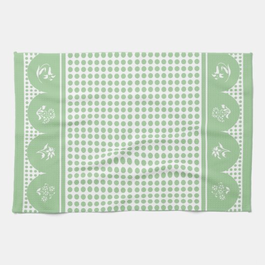 レトロヴィンテージジャダイテジャダイト水玉模様ホタテ キッチンタオル (横)