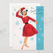レトロヴィンテージスイートクリスマスガール シーズンカード (正面/裏面)