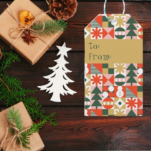 レトロヴィンテージスカラフルカンジナビアのクリスマス ギフトタグ