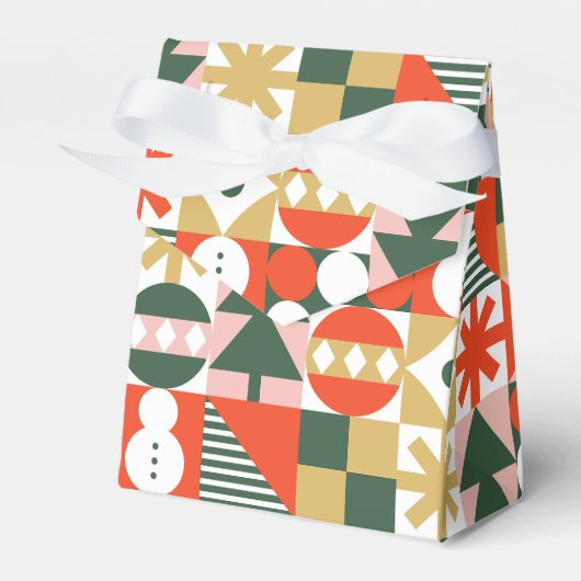 レトロヴィンテージスカラフルカンジナビアのクリスマス フェイバーボックス (正面サイド)