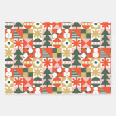 レトロヴィンテージスカラフルカンジナビアのクリスマス ラッピングペーパーシート (正面3)