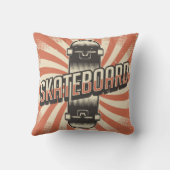 レトロヴィンテージスクラシックケグランジートボードオレンジ クッション (裏面)