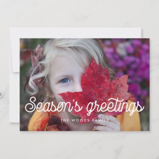 レトロヴィンテージスクリプトシーズンの挨拶の写真 シーズンカード (正面)