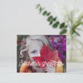 レトロヴィンテージスクリプトシーズンの挨拶の写真 ポストカード (スタンド正面)