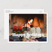 レトロヴィンテージスクリプトハッピーホリデー写真 ポストカード (正面/裏面)