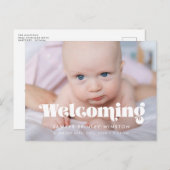 レトロヴィンテージスクリプト誕生歓迎の写真 ポストカード (正面/裏面)