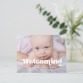 レトロヴィンテージスクリプト誕生歓迎の写真 ポストカード (スタンド正面)