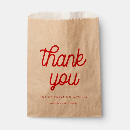 レトロヴィンテージスクリプト赤ちゃんシャワー フェイバーバッグ (正面)