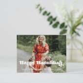 レトロヴィンテージスクリプトHappy Hanukkah写真 ポストカード (スタンド正面)