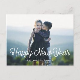 レトロヴィンテージスクリプトHappy New Year Holiday photo ポストカード