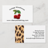 レトロヴィンテージスタイルさくらんぼプリント名刺 名刺 (正面/裏面)