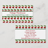 レトロヴィンテージスタイルさくらんぼプリント名刺 名刺 (正面/裏面)