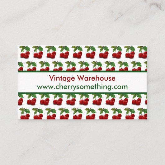 レトロヴィンテージスタイルさくらんぼプリント名刺 名刺 (正面)