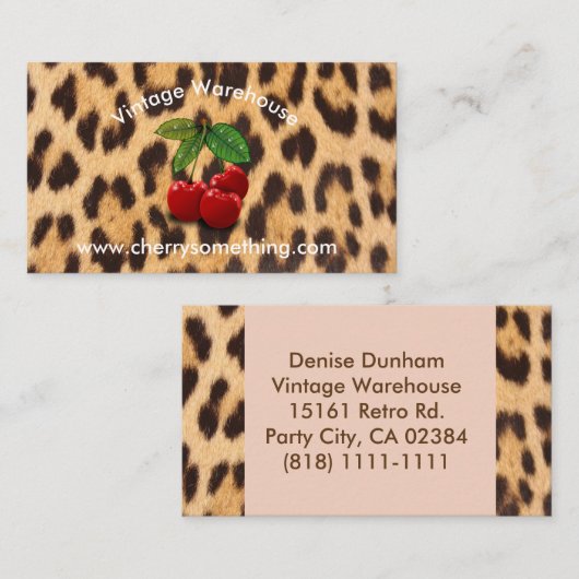 レトロヴィンテージスタイルさくらんぼプリント名刺 名刺 (正面/裏面)