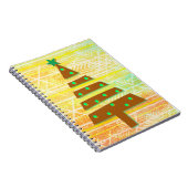 レトロヴィンテージスタイルイエロークリスマスツリーアート ノートブック (右側)