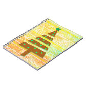 レトロヴィンテージスタイルイエロークリスマスツリーアート ノートブック (左側)