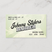 レトロヴィンテージスタイルイラストレーション理容師 名刺 (正面)