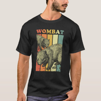 レトロヴィンテージスタイルオーストラリア動物ウォンバット Tシャツ