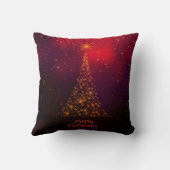 レトロヴィンテージスタイルクリスマスツリーオンレッド クッション (裏面)