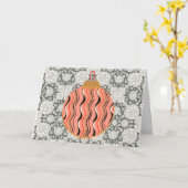 レトロヴィンテージスタイルグレーオレンジオーナメントホリデイ カード (黄色い花)