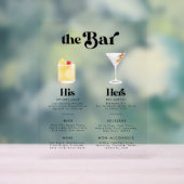 レトロヴィンテージスタイルシグネチャードリンクバーメニュー アクリルサイン (ニュートラル)