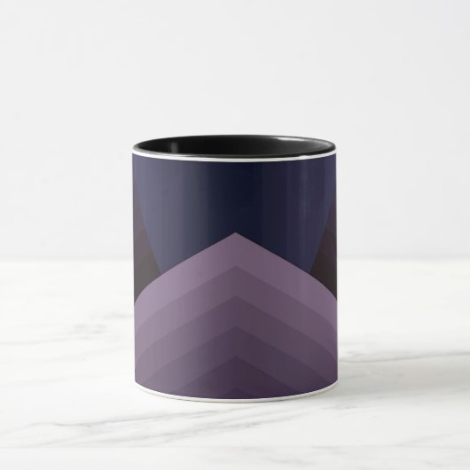 レトロヴィンテージスタイルジオメトリックラインnavy violet pu マグカップ (中央)