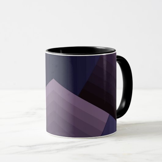 レトロヴィンテージスタイルジオメトリックラインnavy violet pu マグカップ (正面右)