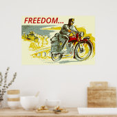 レトロヴィンテージスタイルフリーダムバイク ポスター (キッチン)