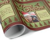 レトロヴィンテージスタイルペットフォト文字クリスマス ラッピングペーパー (ロールコーナー)