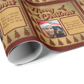 レトロヴィンテージスタイルペットフォト文字クリスマス ラッピングペーパー (ロールコーナー)