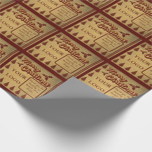 レトロヴィンテージスタイルロゴまたは写真文字クリスマス ラッピングペーパー (角)