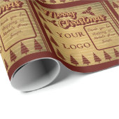 レトロヴィンテージスタイルロゴまたは写真文字クリスマス ラッピングペーパー (ロールコーナー)