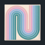 レトロヴィンテージスタイル幾何デザイン マグネット<br><div class="desc">レトロヴィンテージスタイルパステルカラーの幾何学的デザイン</div>