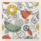 レトロヴィンテージスタイル果実模様 ガラスコースター (正面)