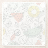 レトロヴィンテージスタイル果実模様 ガラスコースター (裏面)