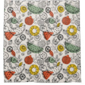 レトロヴィンテージスタイル果実模様 シャワーカーテン (正面)