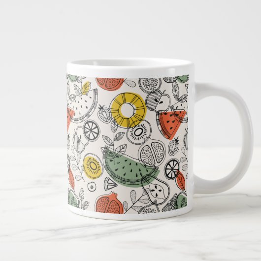 レトロヴィンテージスタイル果実模様 ジャンボコーヒーマグカップ (右)