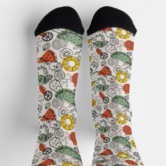 レトロヴィンテージスタイル果実模様 ソックス (上部)