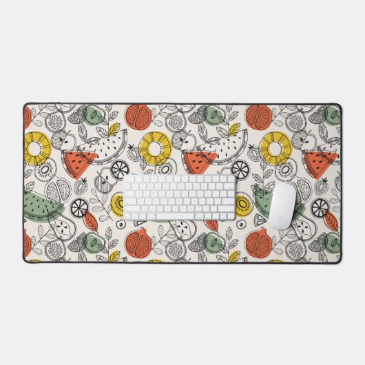 レトロヴィンテージスタイル果実模様 デスクマット (キーボード&マウス)