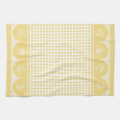 レトロヴィンテージスタイル黄色水玉模様ホタテ キッチンタオル (横)